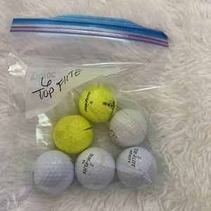 6 yellow and white gently used TOP Flite range golf ⛳️ balls golfing 🏌️